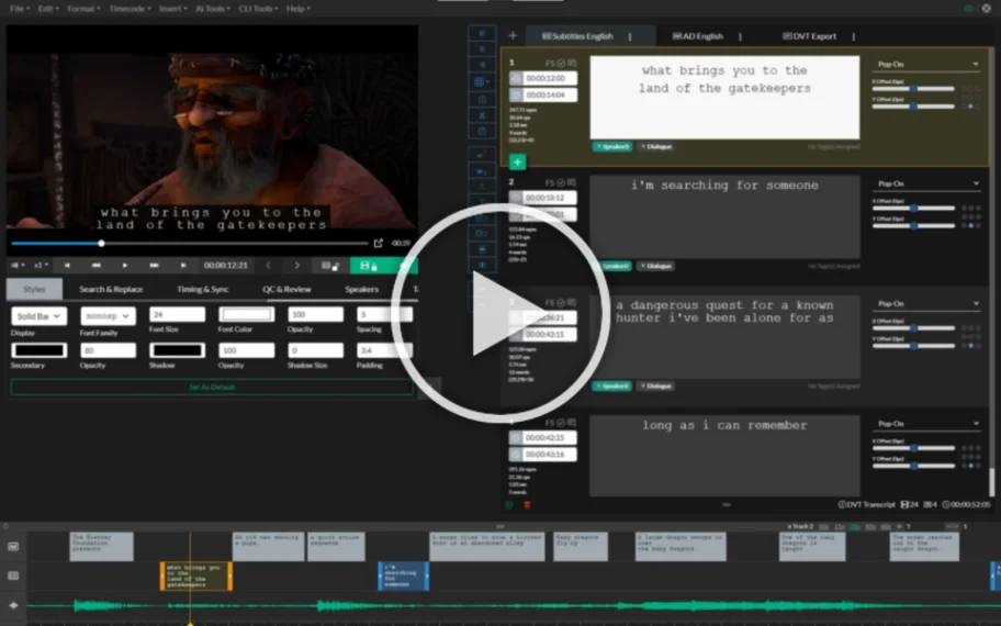 Closed Caption Subtitle Editor Made For Broadcast